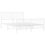 Metal bed frame with headboard and white footboard 140x200 cm by , Beds and slatted bases - Ref: Foro24-374505, Price: 108,20...