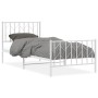 Metal bed frame with headboard and footboard white 90x190 cm by , Beds and slatted bases - Ref: Foro24-374496, Price: 66,99 €...