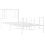 Metal bed frame with headboard and footboard white 90x190 cm by , Beds and slatted bases - Ref: Foro24-374496, Price: 66,99 €...