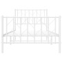 Metal bed frame with headboard and footboard white 90x190 cm by , Beds and slatted bases - Ref: Foro24-374496, Price: 66,99 €...