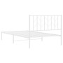 Estructura de cama de metal con cabecero blanco 107x203 cm de , Camas y somieres - Ref: Foro24-374482, Precio: 62,99 €, Descu...