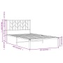 Metal bed frame with white headboard 107x203 cm by , Beds and slatted bases - Ref: Foro24-374482, Price: 62,99 €, Discount: %