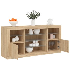 Sideboard with LED lights Sonoma oak 142.5x37x67 cm by , Sideboards - Ref: Foro24-3209088, Price: 164,51 €, Discount: %