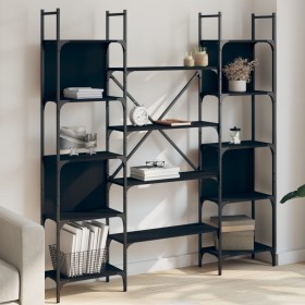 Black engineered wood shelf 155.5x24x166.5 cm by , Bookcases and shelves - Ref: Foro24-838858, Price: 100,99 €, Discount: %