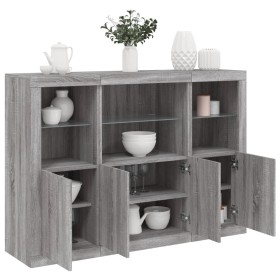 Sideboard mit LED-Licht, 3-teilig, Sonoma-Grau, Holzwerkstoff von , Sideboards - Ref: Foro24-3209112, Preis: 211,63 €, Rabatt: %