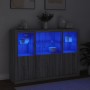 Sideboard with LED Light 3 Pieces Sonoma Gray Engineered Wood by , Sideboards - Ref: Foro24-3209112, Price: 211,63 €, Discoun...