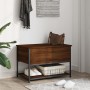 Oak brown engineered wood storage bench 70x42.5x47 cm by , Benches for halls and storage - Ref: Foro24-839022, Price: 56,56 €...