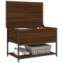 Oak brown engineered wood storage bench 70x42.5x47 cm by , Benches for halls and storage - Ref: Foro24-839022, Price: 56,56 €...