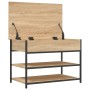 Shoe bench engineered wood Sonoma oak 70x42.5x50 cm by , Benches for halls and storage - Ref: Foro24-839029, Price: 60,98 €, ...