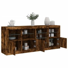 Sideboard with LED lights smoked oak 164x37x67 cm by , Sideboards - Ref: Foro24-3209055, Price: 196,99 €, Discount: %