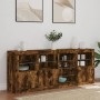 Sideboard with LED lights smoked oak 164x37x67 cm by , Sideboards - Ref: Foro24-3209055, Price: 201,91 €, Discount: %