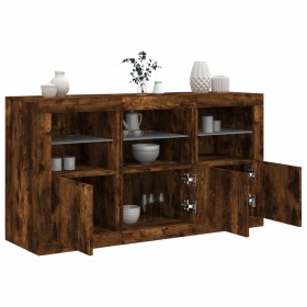 Sideboard with LED lights smoked oak 123x37x67 cm by , Sideboards - Ref: Foro24-3209062, Price: 153,57 €, Discount: %