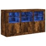 Sideboard with LED lights smoked oak 123x37x67 cm by , Sideboards - Ref: Foro24-3209062, Price: 150,02 €, Discount: %