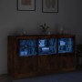 Sideboard with LED lights smoked oak 123x37x67 cm by , Sideboards - Ref: Foro24-3209062, Price: 150,02 €, Discount: %