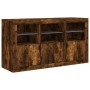 Sideboard with LED lights smoked oak 123x37x67 cm by , Sideboards - Ref: Foro24-3209062, Price: 150,02 €, Discount: %