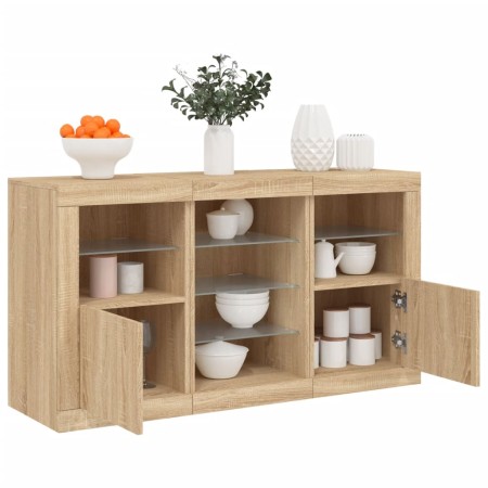 Sideboard with LED lights Sonoma oak 123x37x67 cm by , Sideboards - Ref: Foro24-3209081, Price: 162,01 €, Discount: %