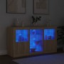 Sideboard with LED lights Sonoma oak 123x37x67 cm by , Sideboards - Ref: Foro24-3209081, Price: 162,01 €, Discount: %