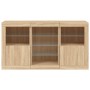 Sideboard with LED lights Sonoma oak 123x37x67 cm by , Sideboards - Ref: Foro24-3209081, Price: 162,01 €, Discount: %