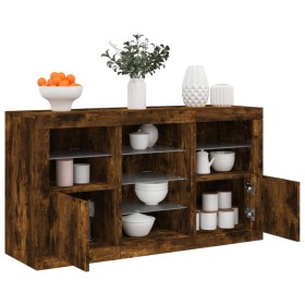 Sideboard with LED lights smoked oak 123x37x67 cm by , Sideboards - Ref: Foro24-3209083, Price: 150,99 €, Discount: %