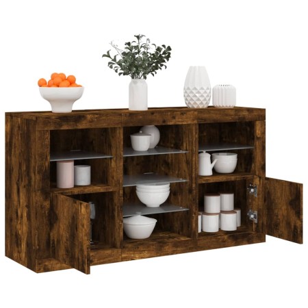 Sideboard with LED lights smoked oak 123x37x67 cm by , Sideboards - Ref: Foro24-3209083, Price: 153,31 €, Discount: %