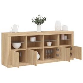 Sideboard with LED lights Sonoma oak 163x37x67 cm by , Sideboards - Ref: Foro24-3209074, Price: 181,14 €, Discount: %