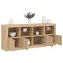 Sideboard with LED lights Sonoma oak 163x37x67 cm by , Sideboards - Ref: Foro24-3209074, Price: 181,11 €, Discount: %