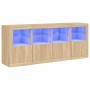 Sideboard with LED lights Sonoma oak 163x37x67 cm by , Sideboards - Ref: Foro24-3209074, Price: 181,11 €, Discount: %