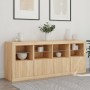 Sideboard with LED lights Sonoma oak 163x37x67 cm by , Sideboards - Ref: Foro24-3209074, Price: 181,11 €, Discount: %