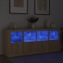 Sideboard with LED lights Sonoma oak 163x37x67 cm by , Sideboards - Ref: Foro24-3209074, Price: 181,11 €, Discount: %