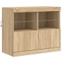 Sideboard with LED lights Sonoma oak 163x37x67 cm by , Sideboards - Ref: Foro24-3209074, Price: 181,11 €, Discount: %