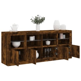 Sideboard with LED lights smoked oak 163x37x67 cm by , Sideboards - Ref: Foro24-3209076, Price: 185,21 €, Discount: %