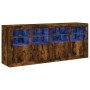 Aparador con luces LED roble ahumado 163x37x67 cm de , Aparadores - Ref: Foro24-3209076, Precio: 185,21 €, Descuento: %