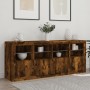 Sideboard with LED lights smoked oak 163x37x67 cm by , Sideboards - Ref: Foro24-3209076, Price: 174,77 €, Discount: %