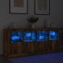 Sideboard with LED lights smoked oak 163x37x67 cm by , Sideboards - Ref: Foro24-3209076, Price: 174,77 €, Discount: %