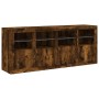 Sideboard with LED lights smoked oak 163x37x67 cm by , Sideboards - Ref: Foro24-3209076, Price: 174,77 €, Discount: %