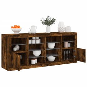 Sideboard with LED lights smoked oak 163x37x67 cm by , Sideboards - Ref: Foro24-3209097, Price: 172,26 €, Discount: %