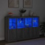 Sideboard with LED Light 3 Pieces Sonoma Gray Engineered Wood by , Sideboards - Ref: Foro24-3209119, Price: 250,99 €, Discoun...