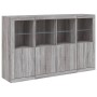 Sideboard with LED Light 3 Pieces Sonoma Gray Engineered Wood by , Sideboards - Ref: Foro24-3209119, Price: 250,99 €, Discoun...