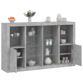 Sideboard with LED light 3 pieces concrete gray engineered wood by , Sideboards - Ref: Foro24-3209138, Price: 216,99 €, Disco...