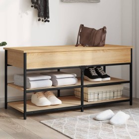 Shoe bench engineered wood Sonoma oak 100x42.5x50 cm by , Benches for halls and storage - Ref: Foro24-839034, Price: 84,81 €,...