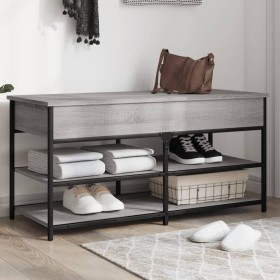 Banco zapatero madera de ingeniería gris Sonoma 100x42,5x50 cm de , Bancos para recibidores y almacenamiento - Ref: Foro24-83...