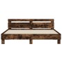 Smoked oak engineered wood bed with headboard 200x200 cm by , Beds and slatted bases - Ref: Foro24-3207396, Price: 162,75 €, ...