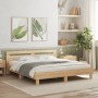 Sonoma oak engineered wood bed with headboard 200x200 cm by , Beds and slatted bases - Ref: Foro24-3207394, Price: 165,70 €, ...