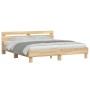 Sonoma oak bed frame with headboard and LED lights 200x200 cm by , Beds and slatted bases - Ref: Foro24-3207520, Price: 171,1...