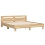 Estructura de cama cabecero y luces LED roble Sonoma 200x200 cm de , Camas y somieres - Ref: Foro24-3207520, Precio: 170,99 €...