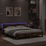 Smoked oak bed frame with headboard and LED lights 200x200cm by , Beds and slatted bases - Ref: Foro24-3207522, Price: 169,98...