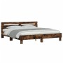 Smoked oak bed frame with headboard and LED lights 200x200cm by , Beds and slatted bases - Ref: Foro24-3207522, Price: 169,98...