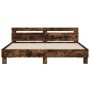 Smoked oak bed frame with headboard and LED lights 200x200cm by , Beds and slatted bases - Ref: Foro24-3207522, Price: 169,98...