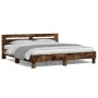 Estructura de cama cabecero y luces LED roble ahumado 180x200cm de , Camas y somieres - Ref: Foro24-3207529, Precio: 174,00 €...