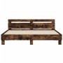 Smoked oak bed frame with headboard and LED lights 180x200cm by , Beds and slatted bases - Ref: Foro24-3207529, Price: 171,03...